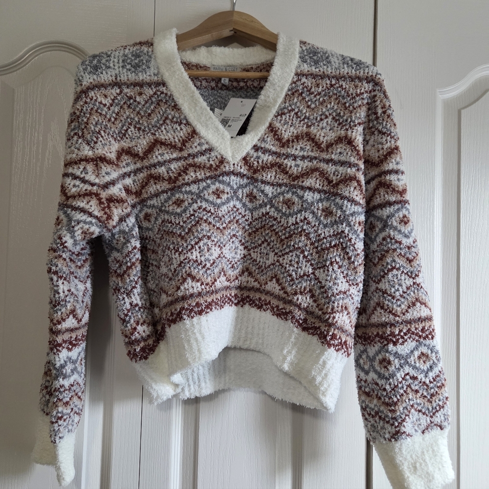 Women's V-neck Sweater, Brown tones